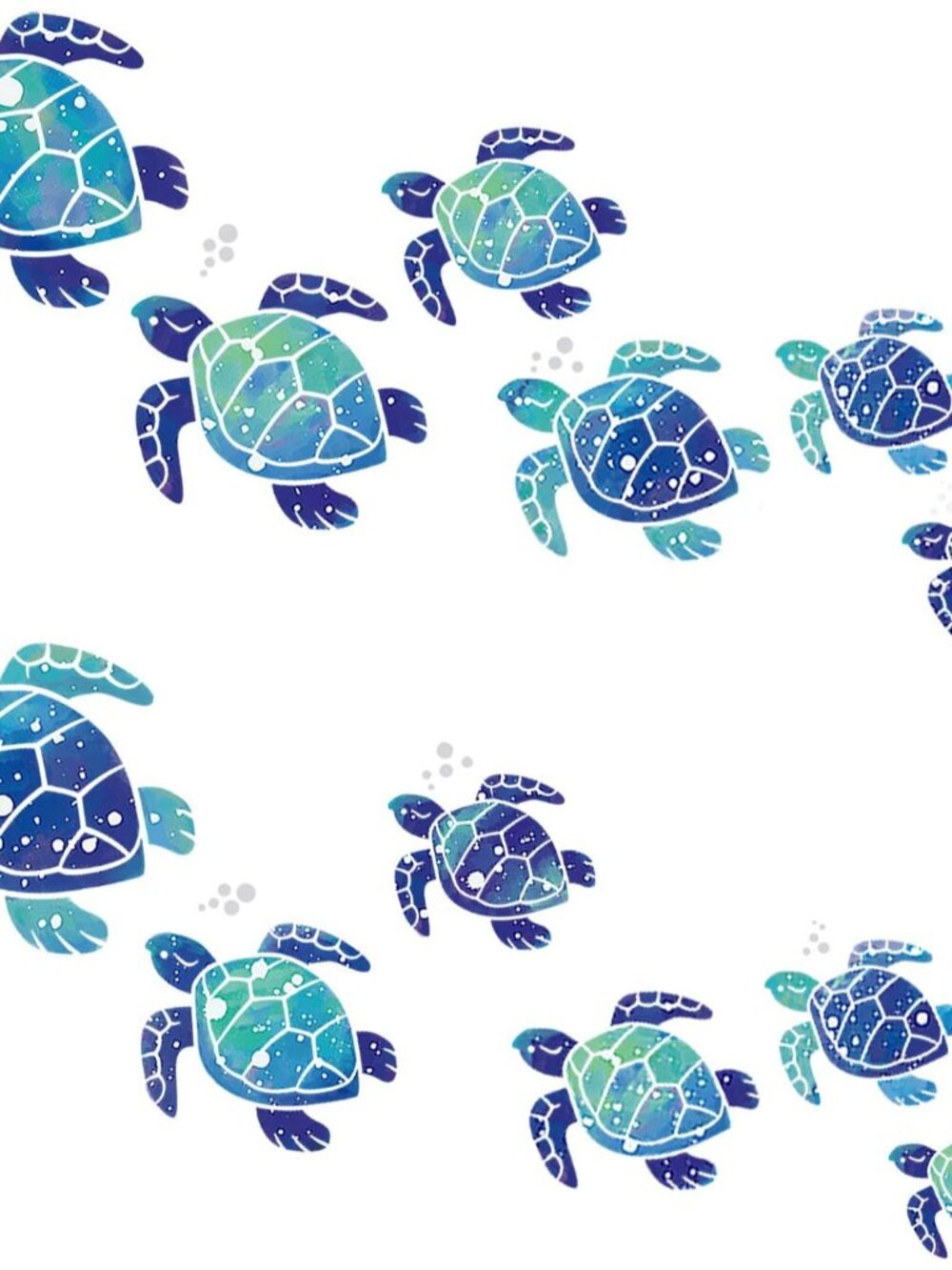 12pcs Sea Turtle Wall Decals Ocean Turtle Vinyl Stickers, Blue